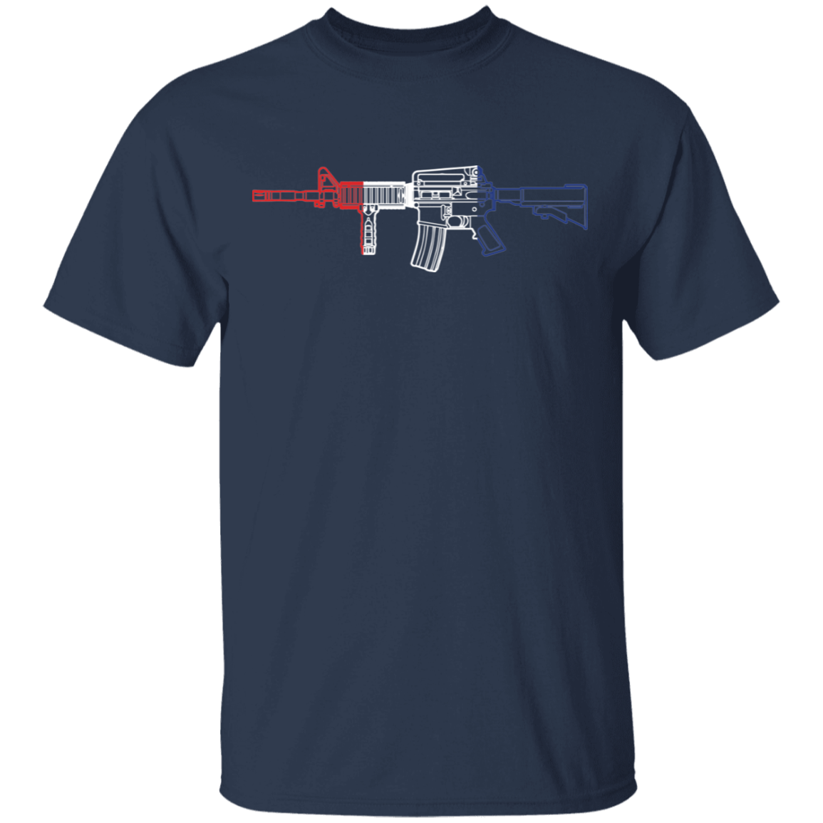 AR-15 Firearm Rifle Red White Blue T-Shirt