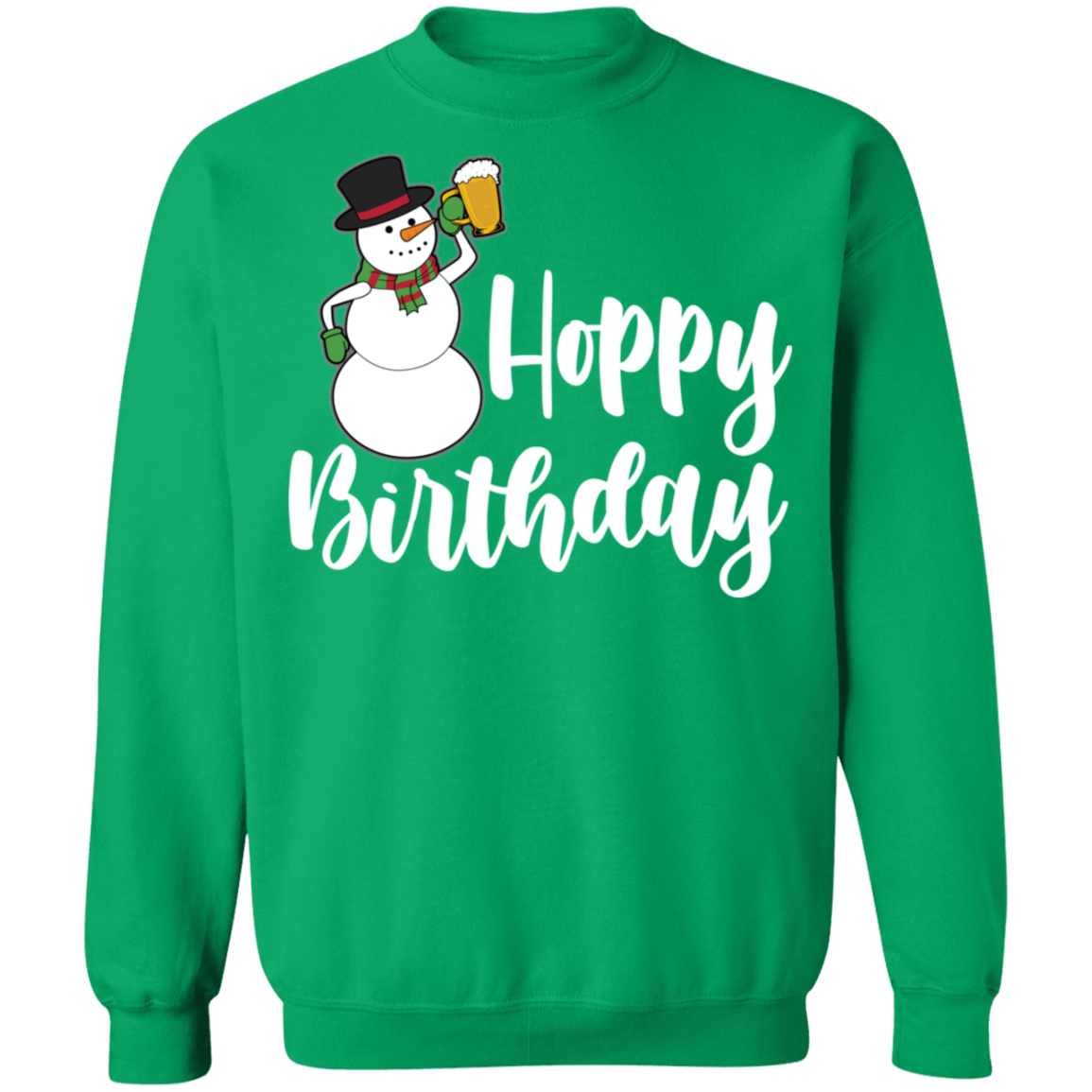 Hoppy Birthday Snowman Beer Funny Christmas Crewneck Sweatshirt
