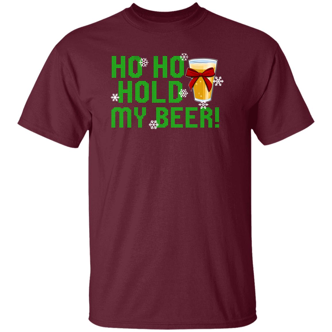 Ho Ho Hold My Beer Funny Christmas T-Shirt