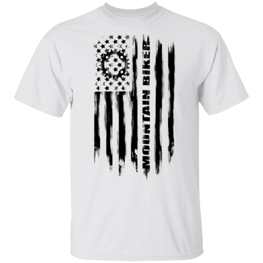Mountain Biker Biking Cyclist American Flag T-Shirt