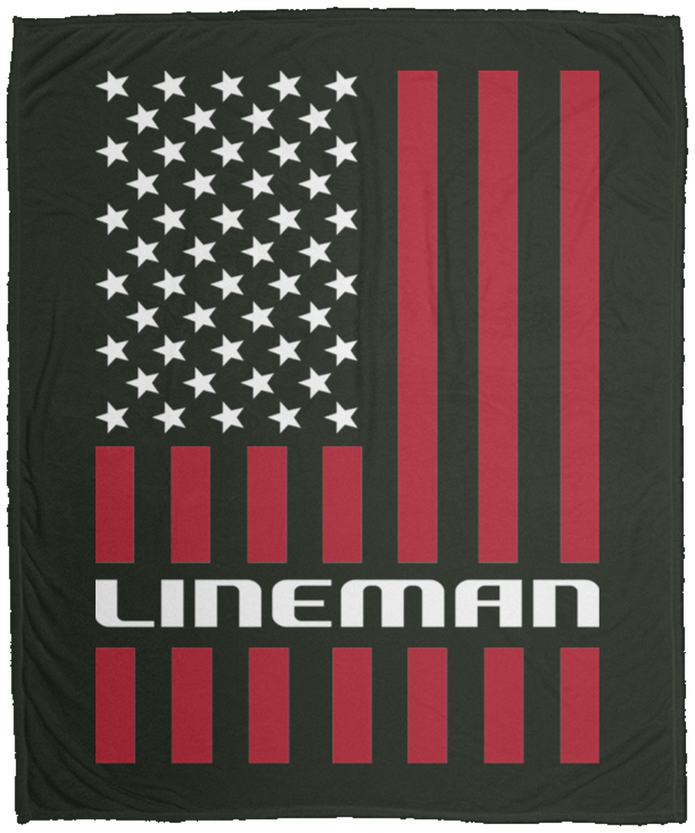 Lineman American Flag Fleece Blanket - 50x60