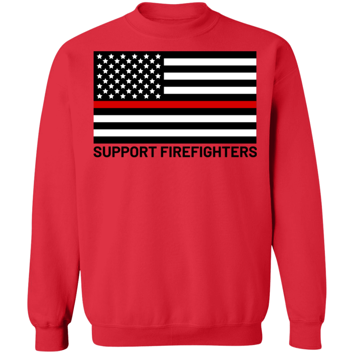 Support Firefighters Red Line American Flag Crewneck Sweatshirt