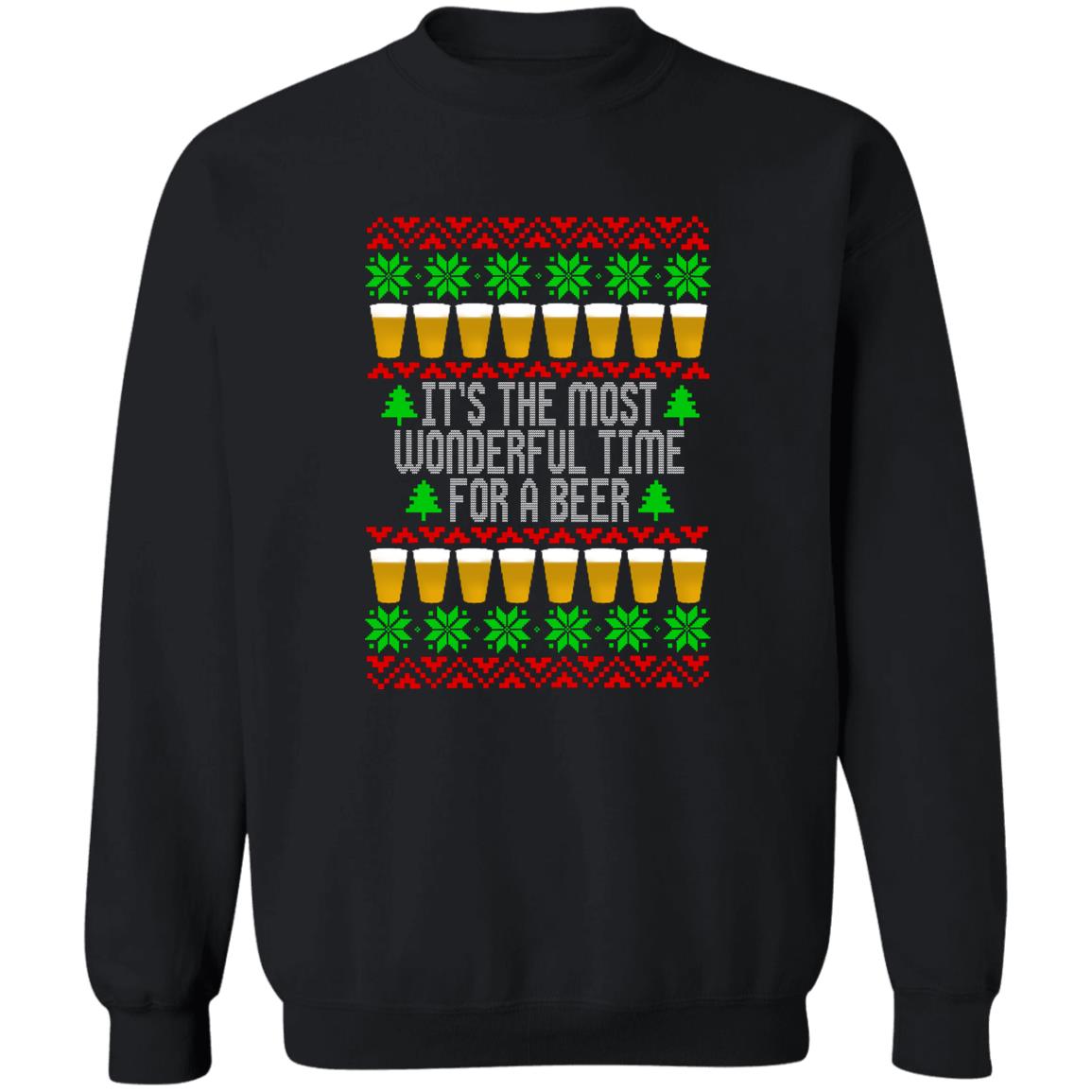 It's The Most Wonderful Time For A Beer Funny Christmas Crewneck Sweatshirt