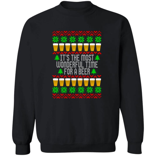 It's The Most Wonderful Time For A Beer Funny Christmas Crewneck Sweatshirt