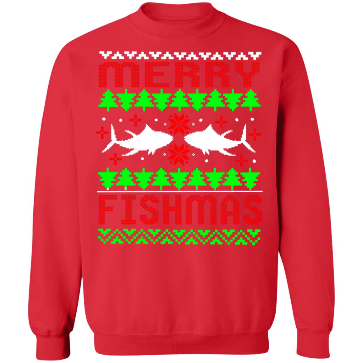 Merry Fishmas Saltwater Ugly Christmas Crewneck Sweatshirt