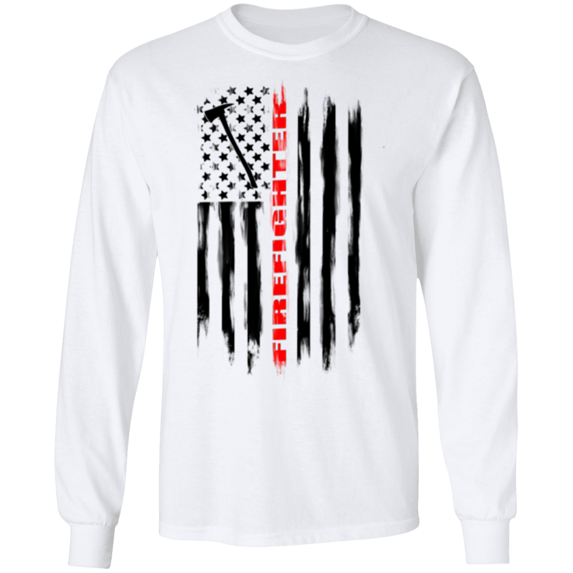 Firefighter Fireman Firewoman Fire Department American Flag Long Sleeve T-Shirt