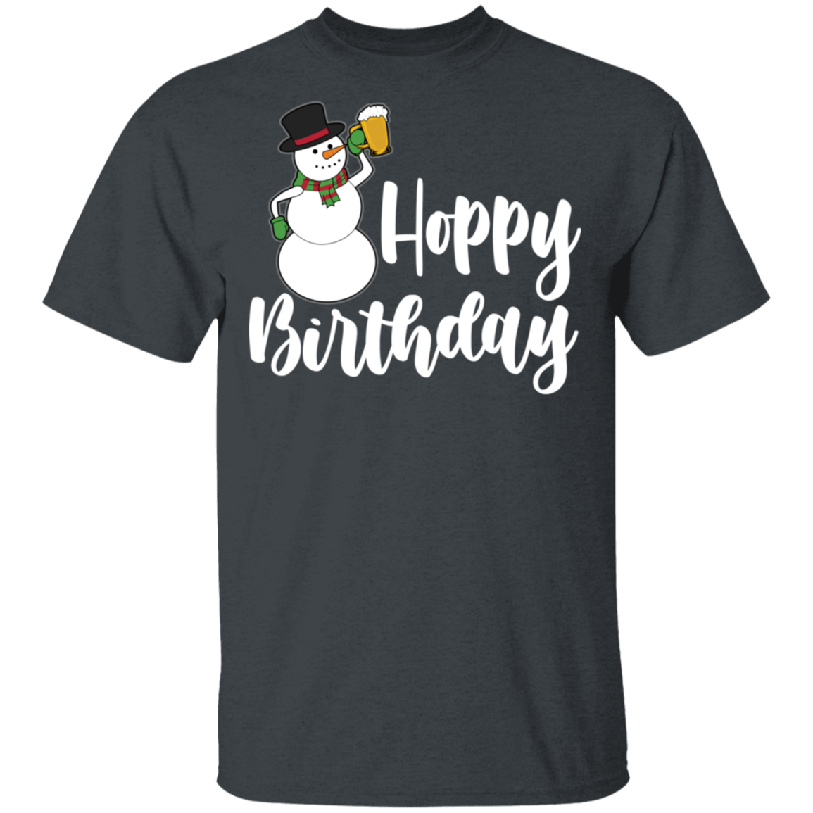 Hoppy Birthday Snowman Beer Funny Christmas T-Shirt