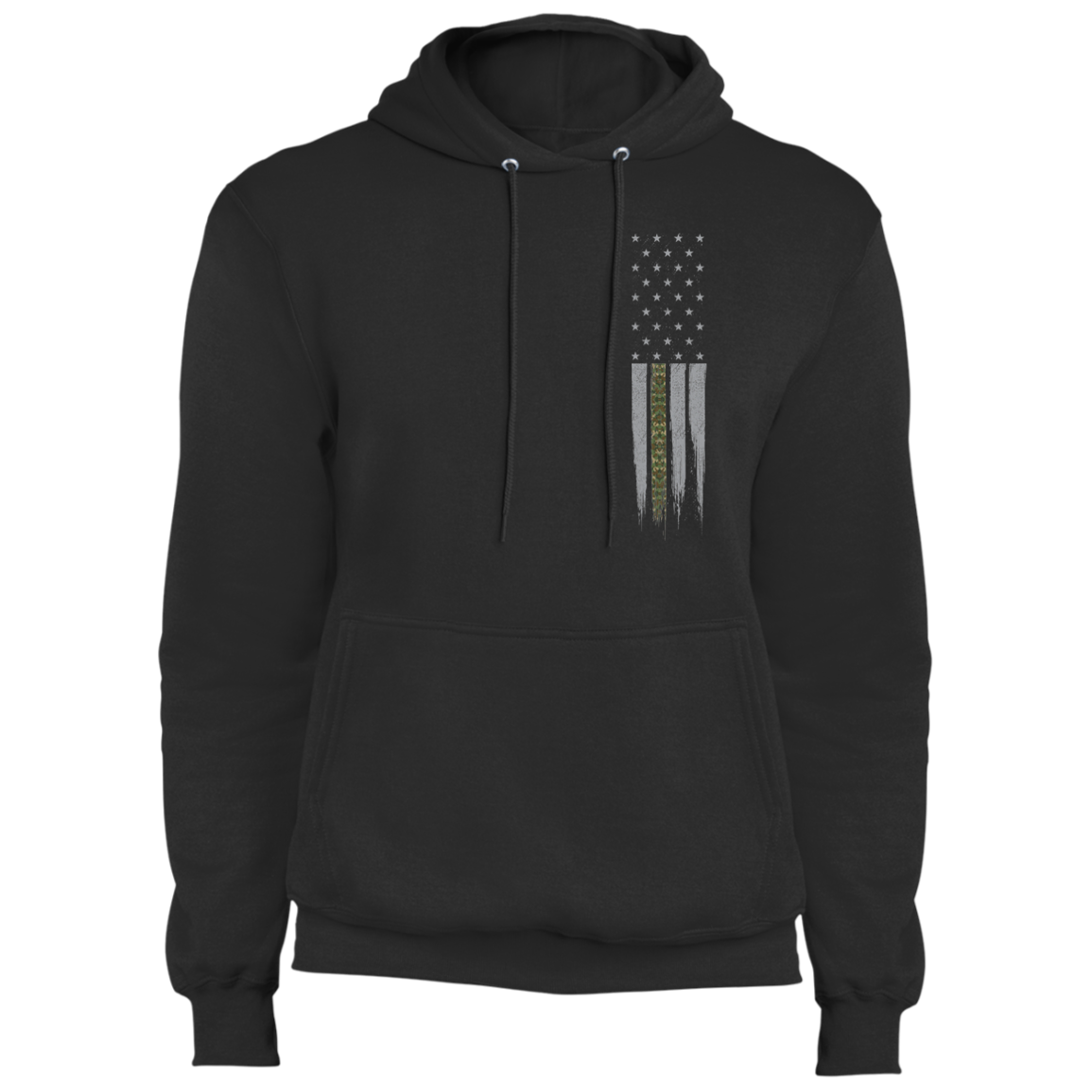 Military Camo Thin Line American Flag Pullover Hoodie