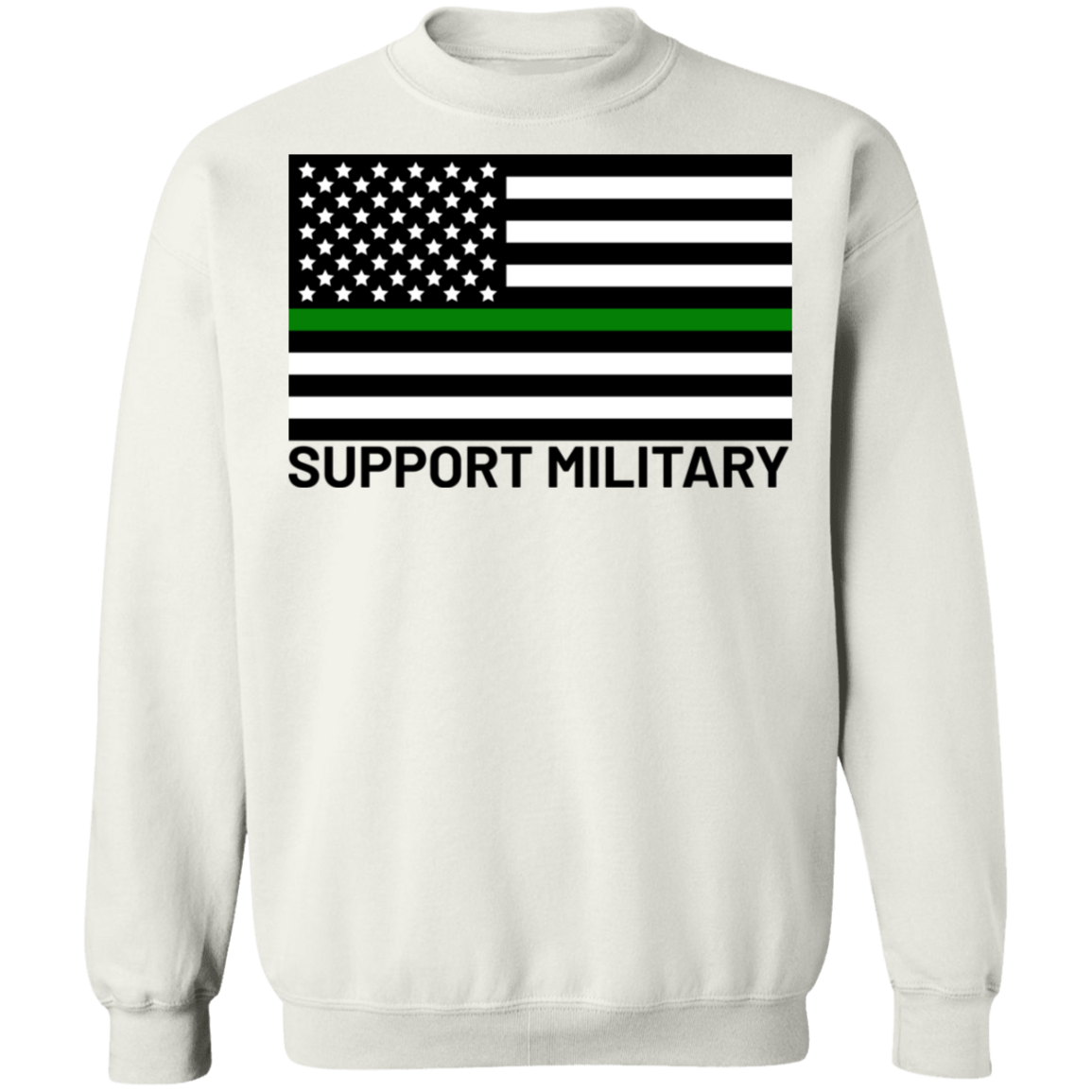 Support Military Green Line American Flag Crewneck Sweatshirt