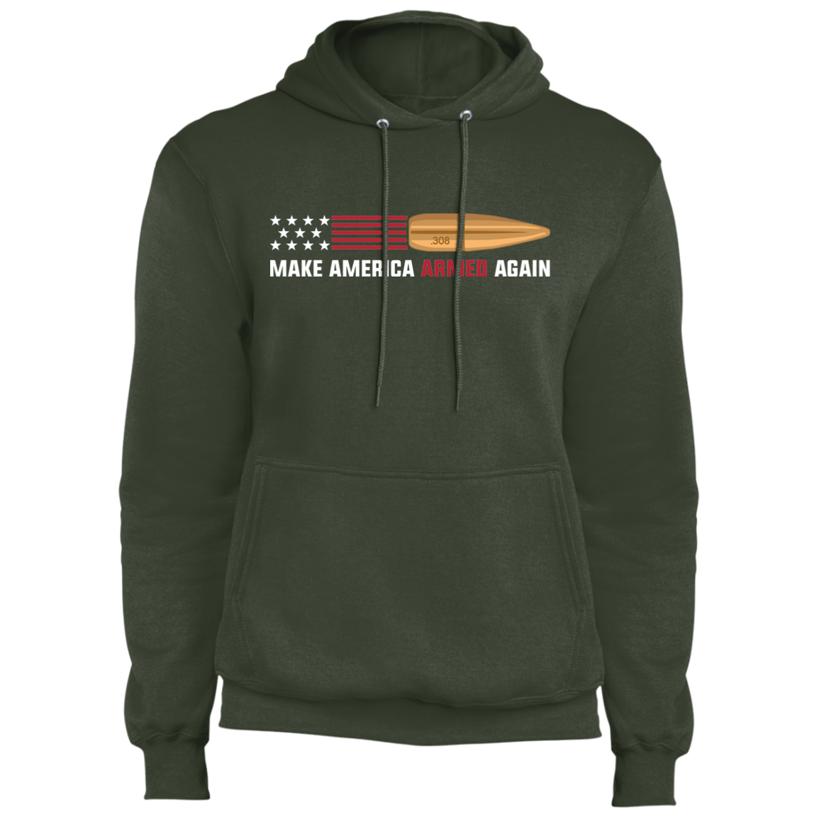 .308 Make American Armed Again Bullet American Flag USA Pullover Hoodie