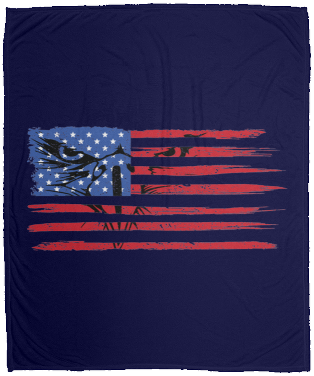 American Flag Bald Eagle Patriot Fleece Blanket - 50x60