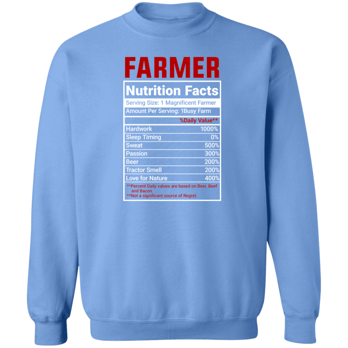 Funny Farmer Nutrition Facts Crewneck Sweatshirt