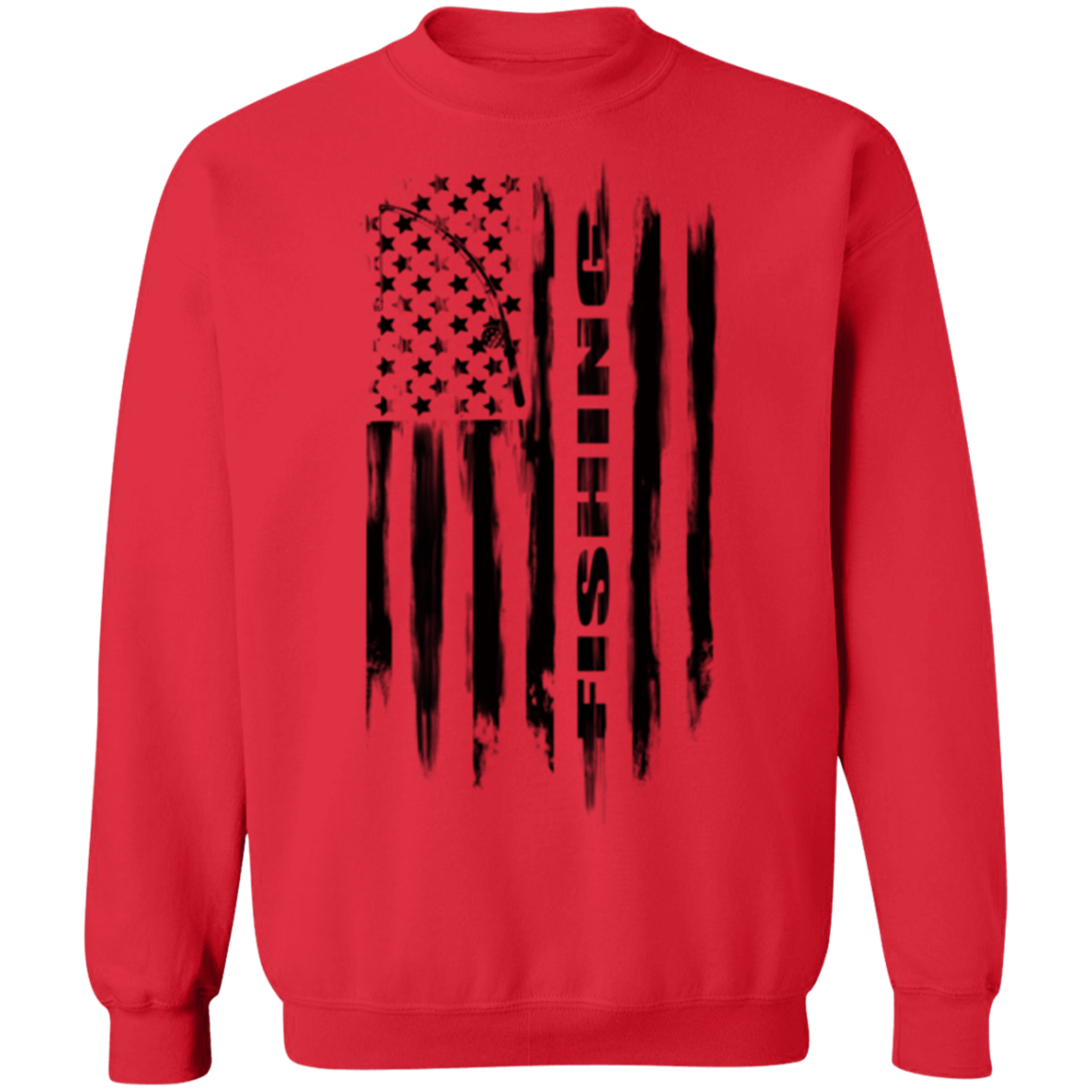 Fishing Saltwater Fresh Water Fish American Flag Crewneck Sweatshirt