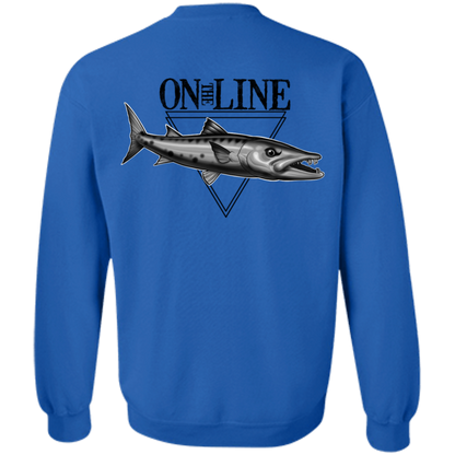 Great Barracuda Fish On The Line Saltwater Double Sided Crewneck Sweatshirt