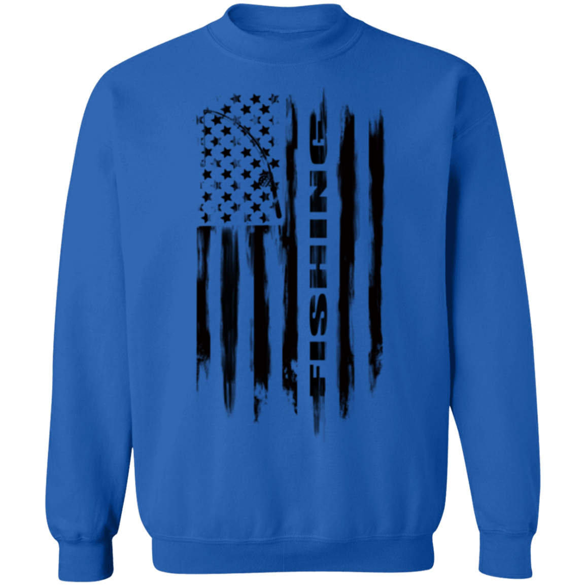 Fishing Saltwater Fresh Water Fish American Flag Crewneck Sweatshirt