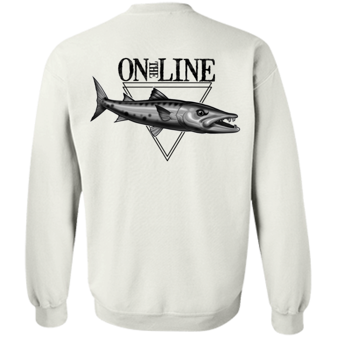 Great Barracuda Fish On The Line Saltwater Double Sided Crewneck Sweatshirt