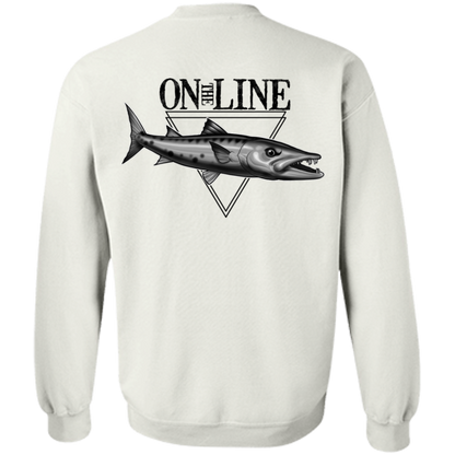 Great Barracuda Fish On The Line Saltwater Double Sided Crewneck Sweatshirt