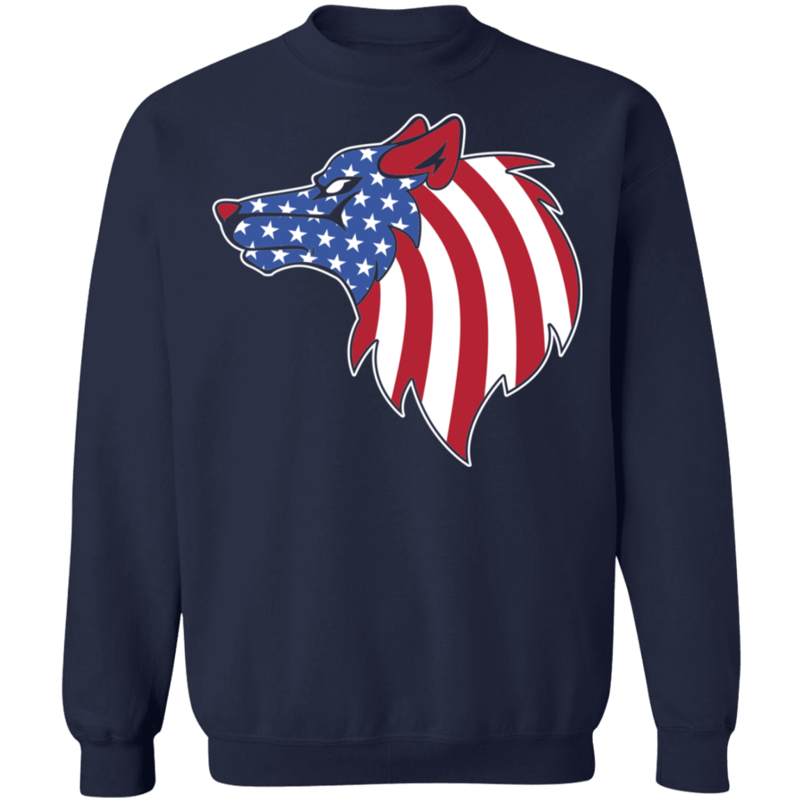Wolf American Flag USA Crewneck Sweatshirt