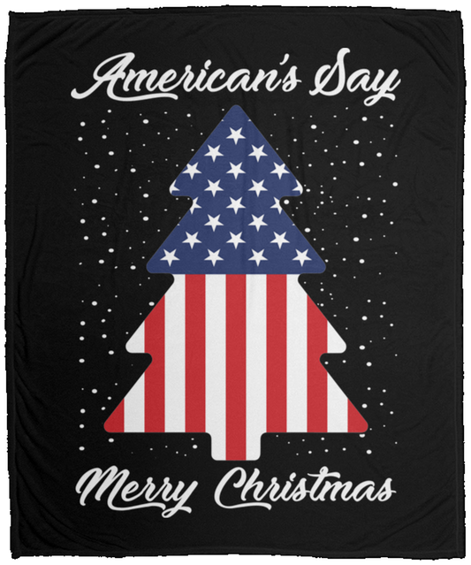 American's Say Merry Christmas Tree Fleece Blanket - 50x60