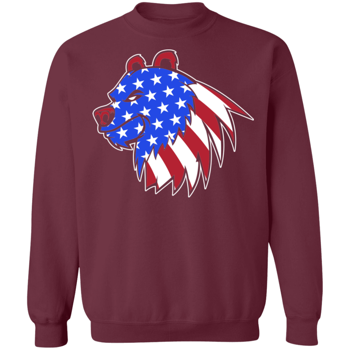 Grizzly North American Bear American Flag USA Crewneck Sweatshirt