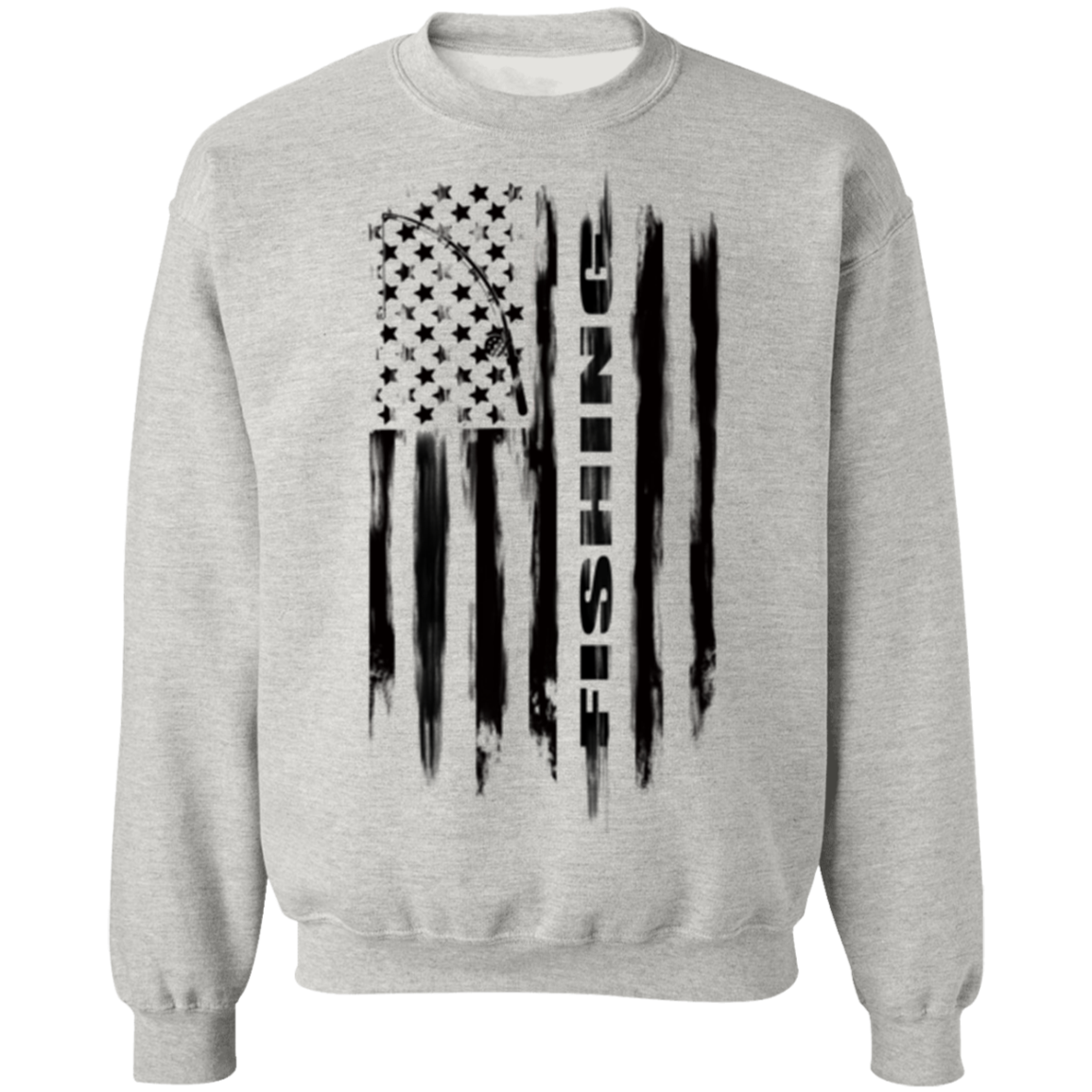 Fishing Saltwater Fresh Water Fish American Flag Crewneck Sweatshirt