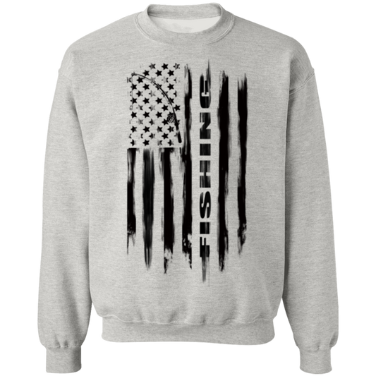 Fishing Saltwater Fresh Water Fish American Flag Crewneck Sweatshirt