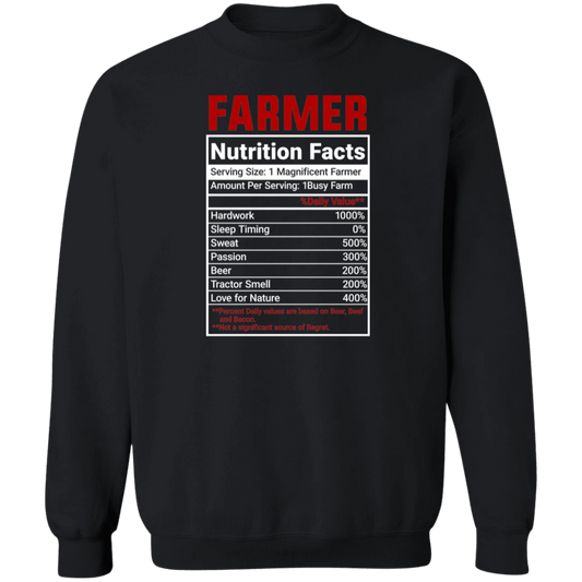 Funny Farmer Nutrition Facts Crewneck Sweatshirt
