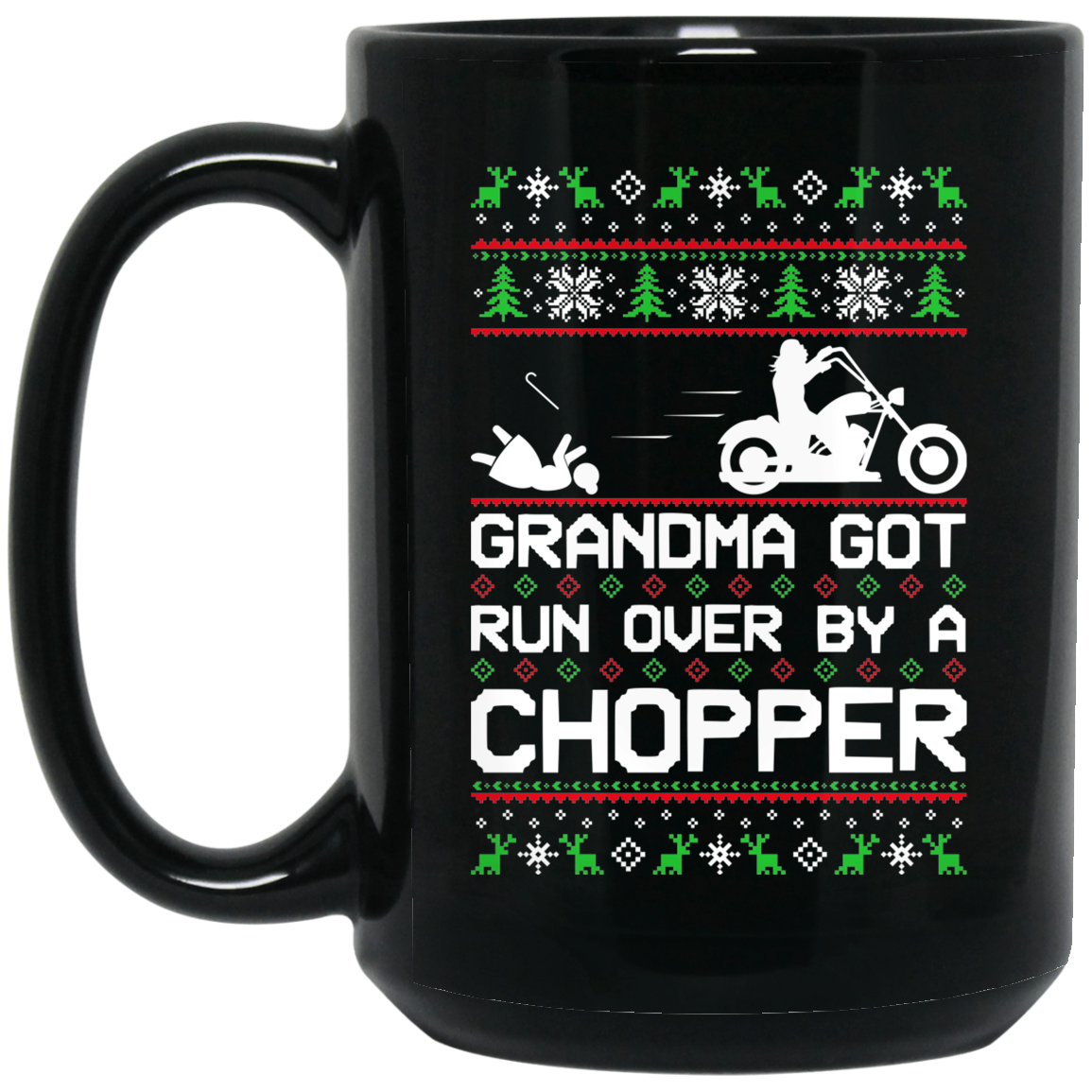 Wheel Spin Addict Chopper Moto Christmas 15 oz. Black Mug