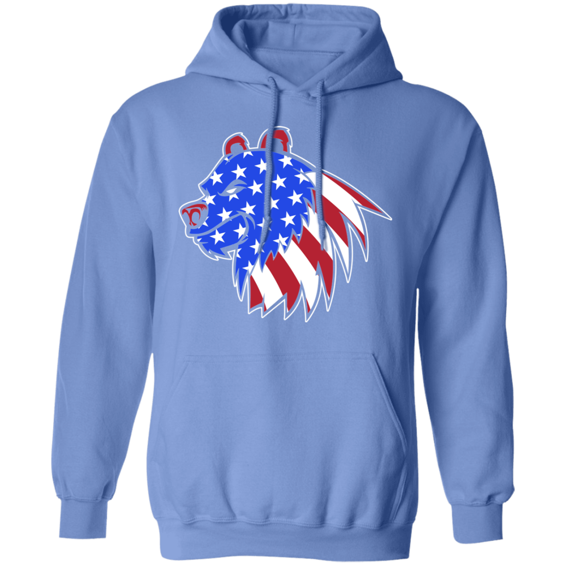 Grizzly North American Bear American Flag USA Pullover Hoodie