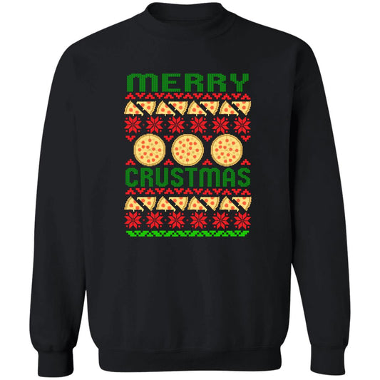 Merry Crustmas Pizza Funny Christmas Crewneck Sweatshirt