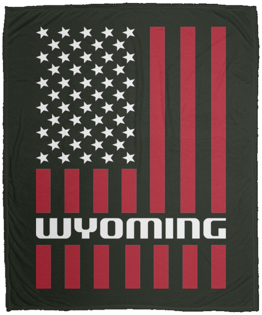 Wyoming American Flag Fleece Blanket - 50x60