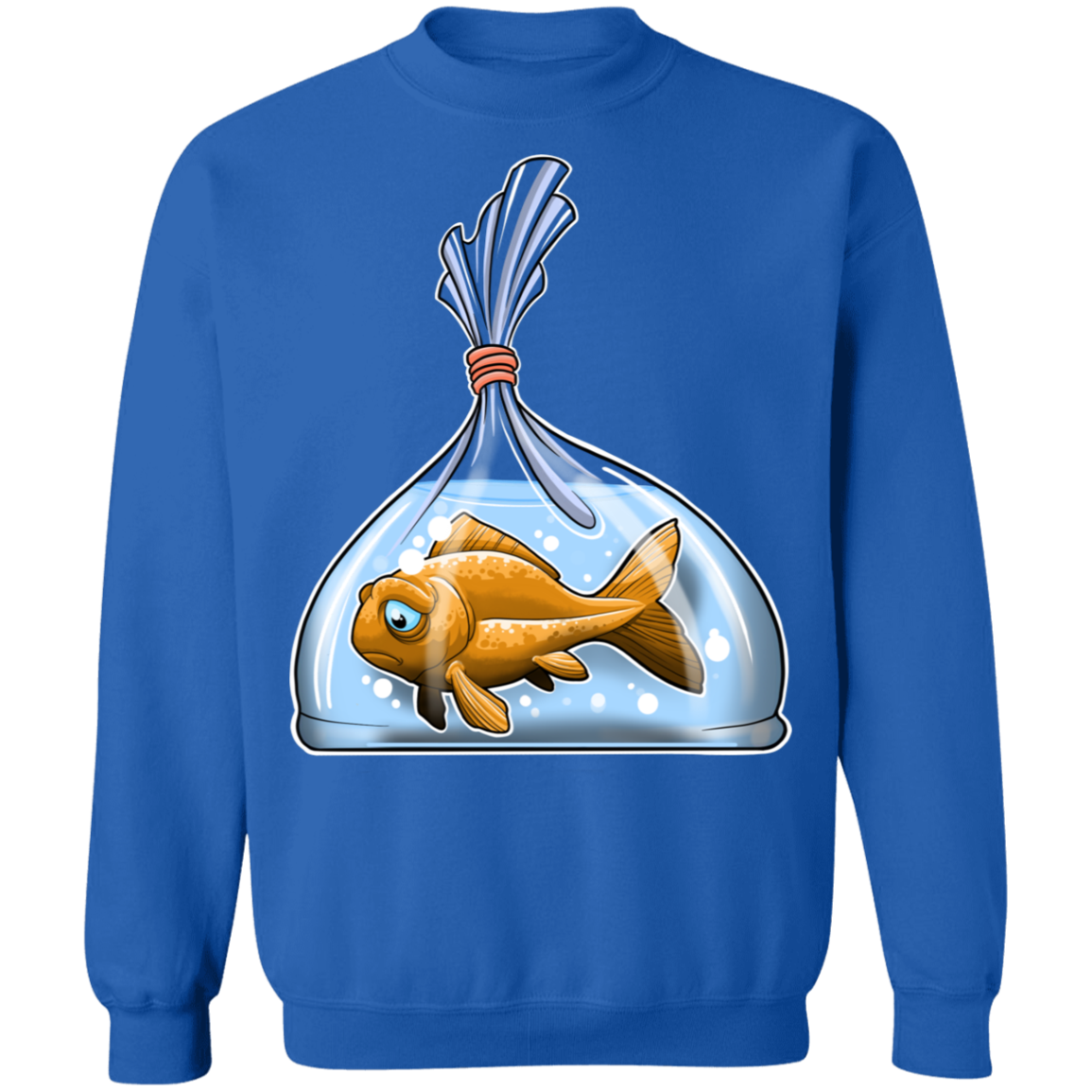 Sad Goldfish in a Bag Crewneck Pullover Sweatshirt