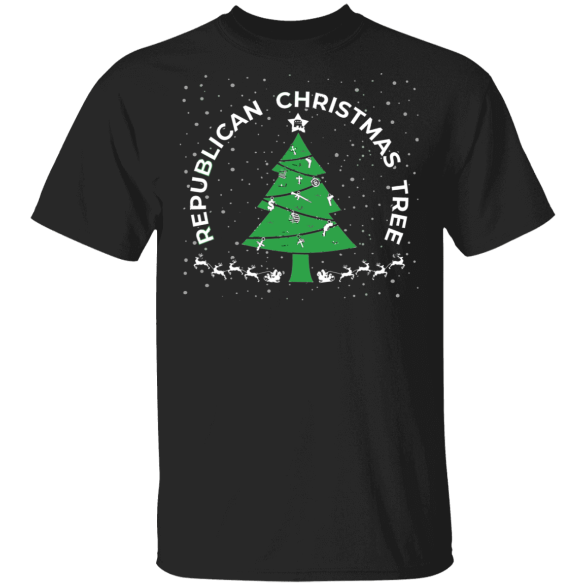 Republican Christmas Tree Firearm Money God Ugly Christmas T-Shirt