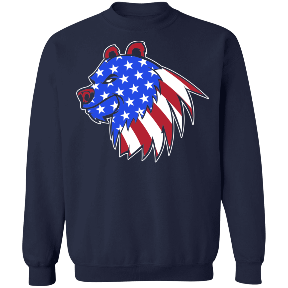 Grizzly North American Bear American Flag USA Crewneck Sweatshirt