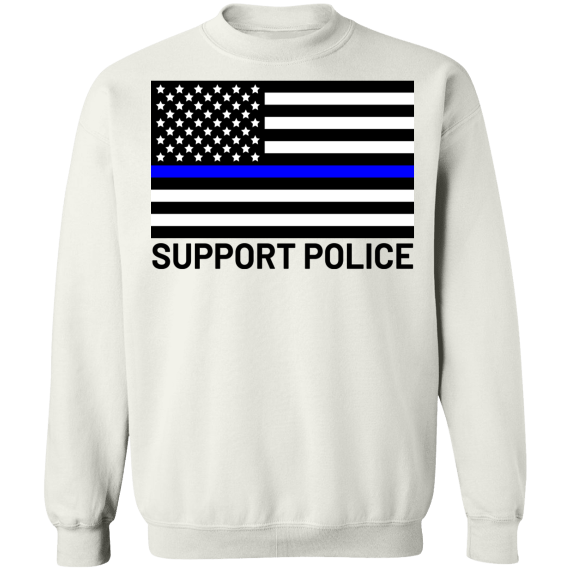 Support Police Blue Line American Flag Crewneck Sweatshirt