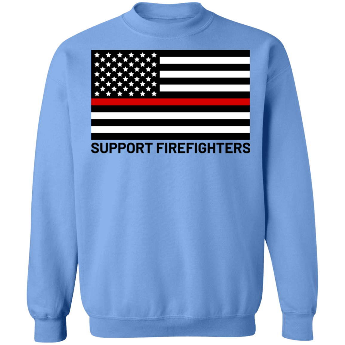Support Firefighters Red Line American Flag Crewneck Sweatshirt