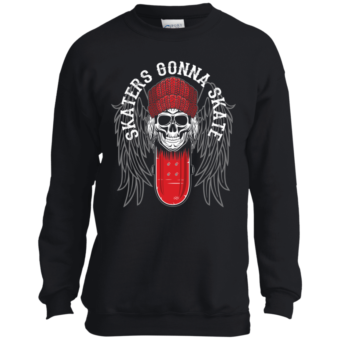 Skaters Gonna Skate Skateboarding Youth Crewneck Sweatshirt