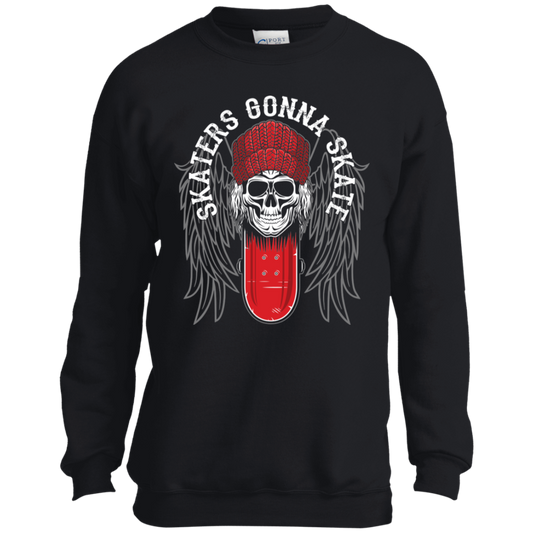 Skaters Gonna Skate Skateboarding Youth Crewneck Sweatshirt