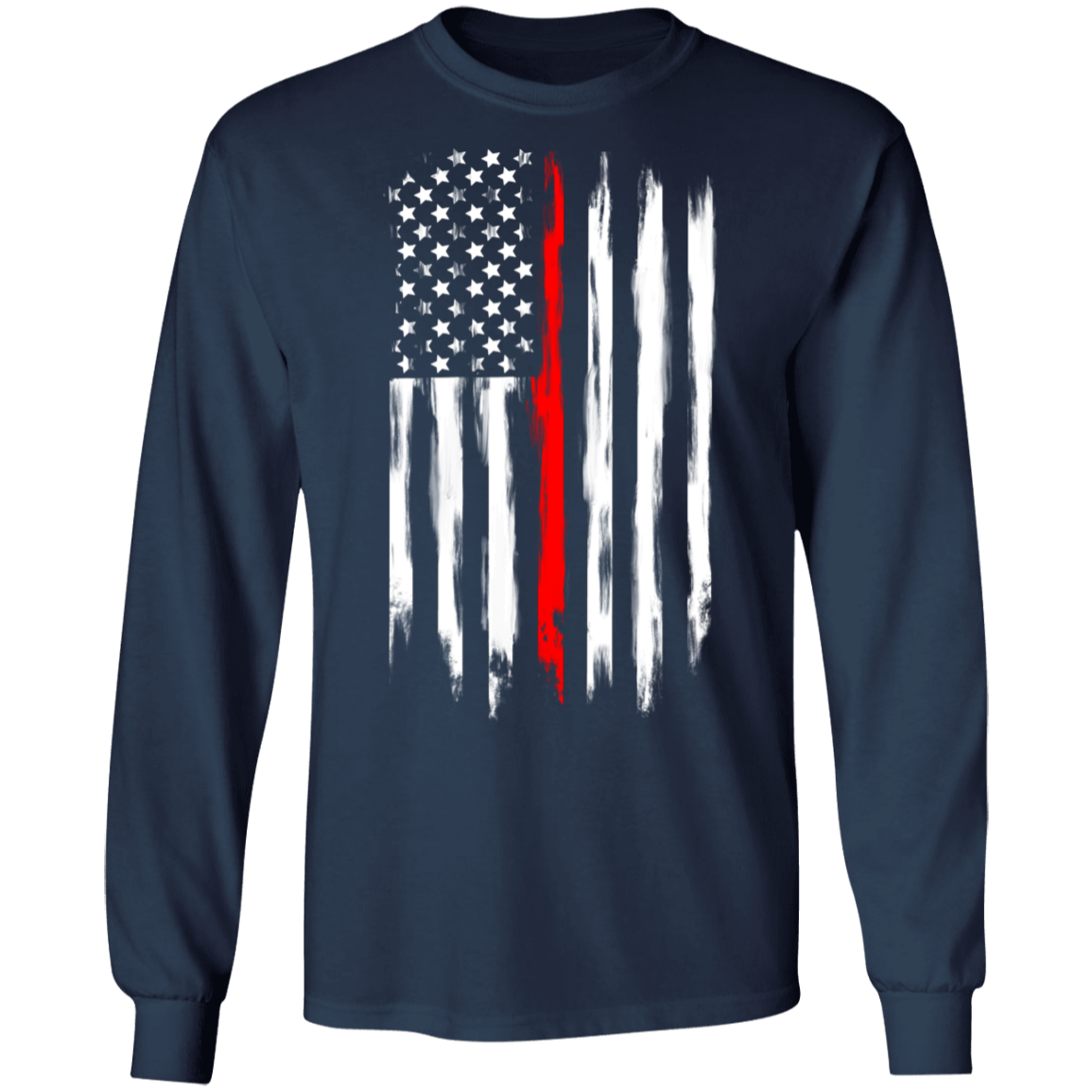 Firefighter Thin Red Line American Flag Long Sleeve T-Shirt