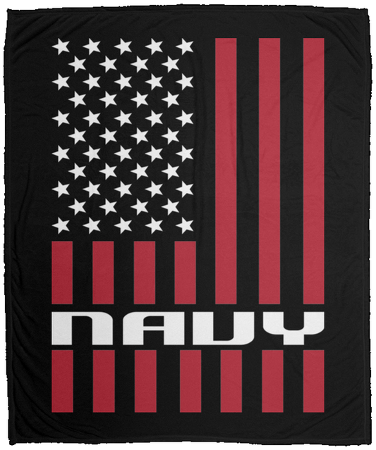 Navy American Flag Military  Fleece Blanket - 50x60