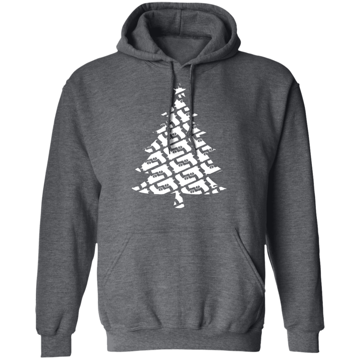 Handgun Pistol Firearm Christmas Tree Ugly Christmas Pullover Hoodie