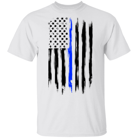Law Enforcement Thin Blue Line American Flag T-Shirt