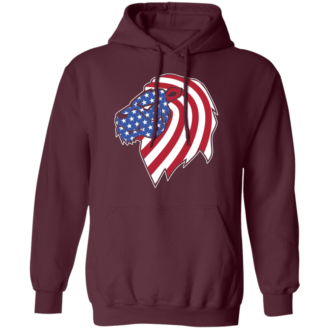 Lion American Flag USA Pullover Hoodie