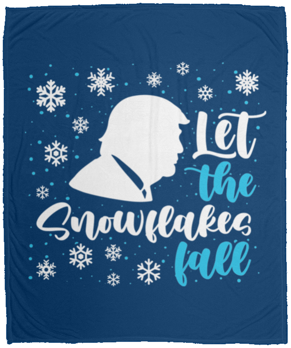Let The Snowflakes Fall Trump Christmas Fleece Blanket - 50x60