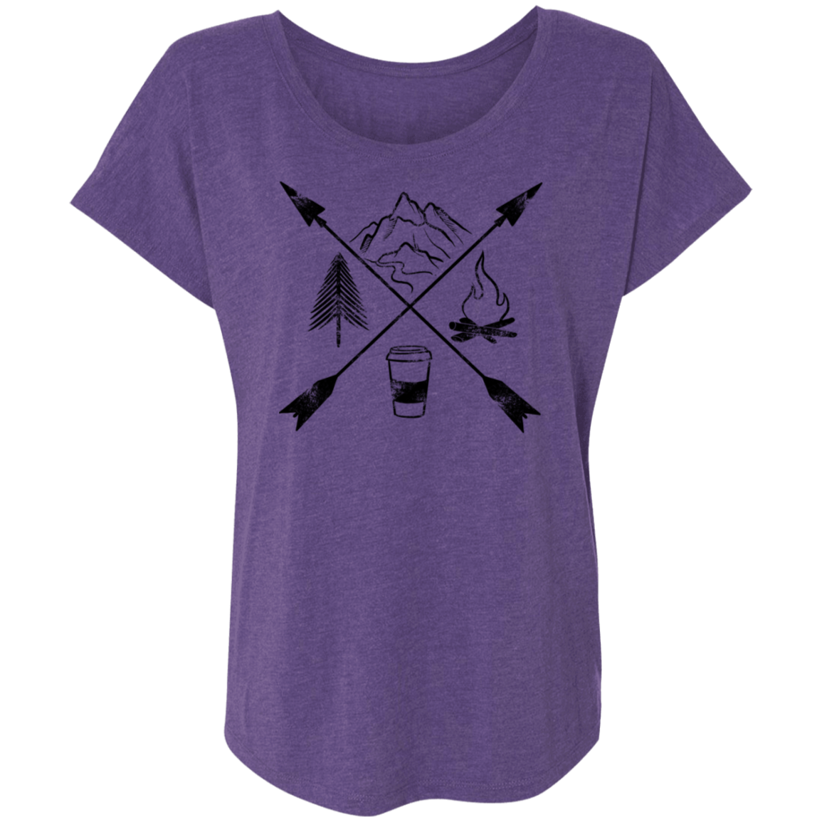 Hiking Camping Outdoor Coffee Women's Dolman Sleeve