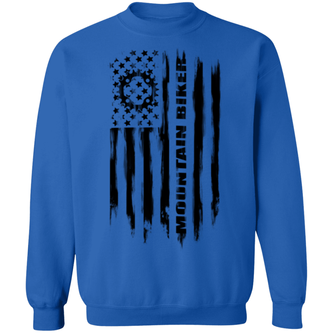 Mountain Biker Biking Cyclist American Flag Crewneck Sweatshirt