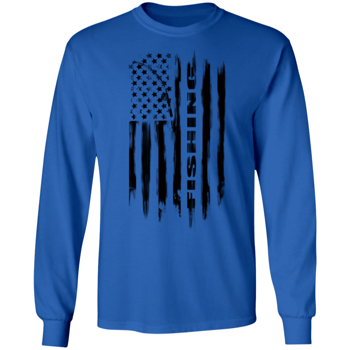 Fishing Saltwater Fresh Water Fish American Flag Long Sleeve T-Shirt