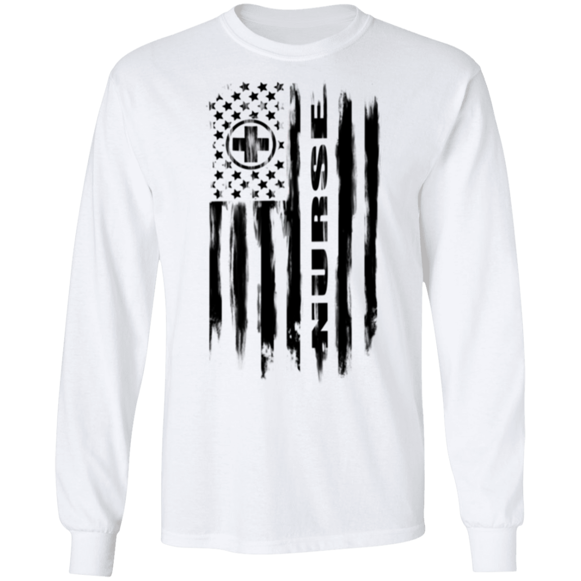 Nurse Hospital RN Nursing Medical American Flag Long Sleeve T-Shirt