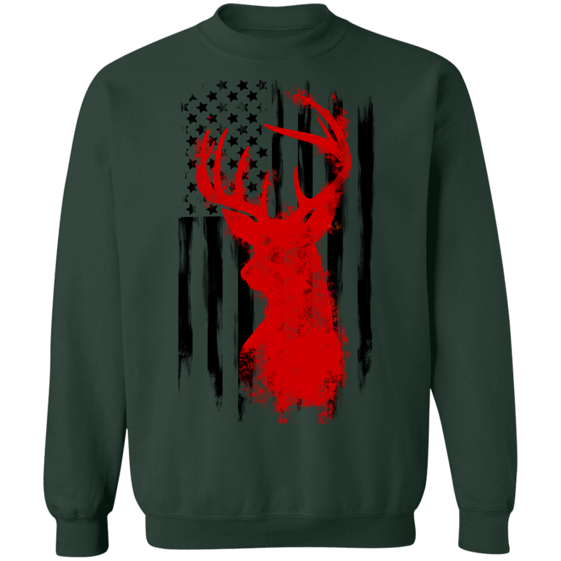 American Flag Hunting Deer Crewneck Sweatshirt