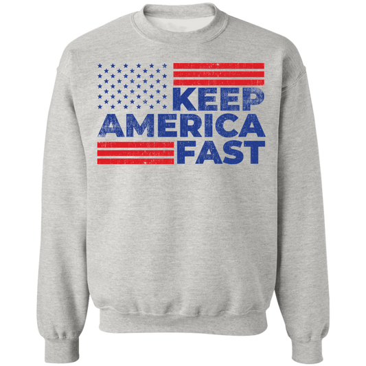 Keep America Fast American Flag Racing Crewneck Sweatshirt